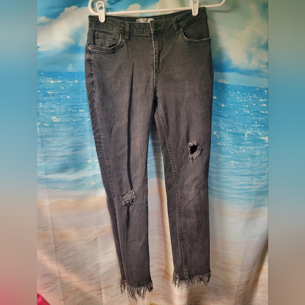 Free People Womens Distressed‎ Black Jeans Size 27